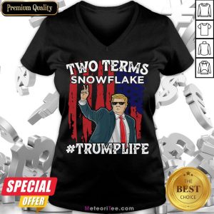 Good Two Terms Snowflake Vote President Trump US Flag Sunglasses V-neck- Design by Meteoritee.com