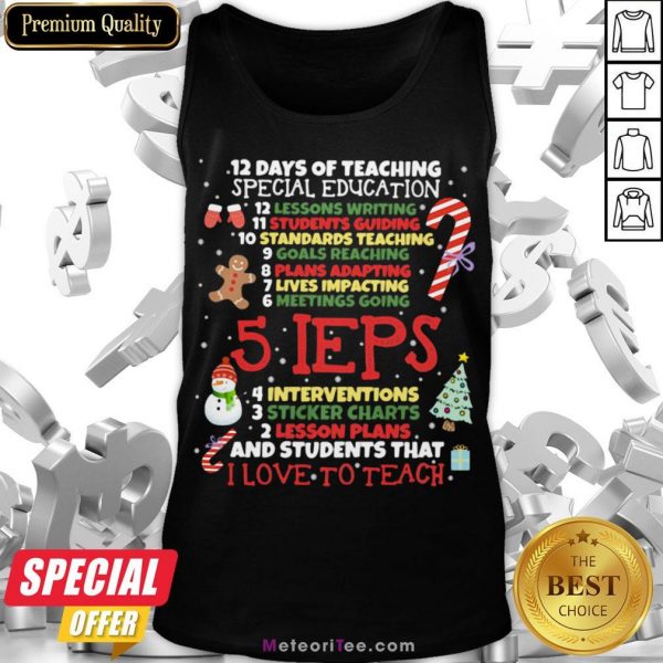 Happy Christmas 12 Days Of Teaching Special Education Tank Top- Design by Meteoritee.com