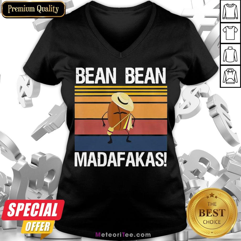 Hot Coffee Bean Bean Madafakas Vintage V-neck- Design by Meteoritee.com