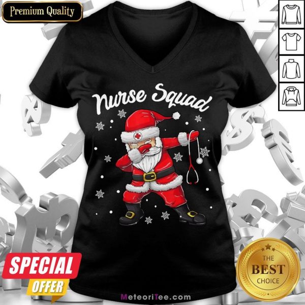 Good Christmas Scrub Tops Dabbing Santa Nurse V-neck- Design by Meteoritee.com