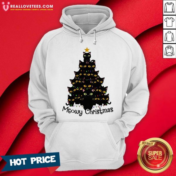Nice Black Cats Christmas Tree Meowy Christmas Hoodie- Design by Meteoritee.com
