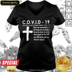 Nice Covid 19 Christ Over Viruses And Infectious Diseases V-neck- Design by Meteoritee.com