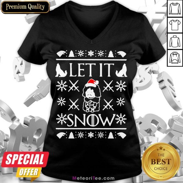 Nice Game Of Thrones Jon Snow Let It Snow Ugly Christmas V-neck- Design by Meteoritee.com