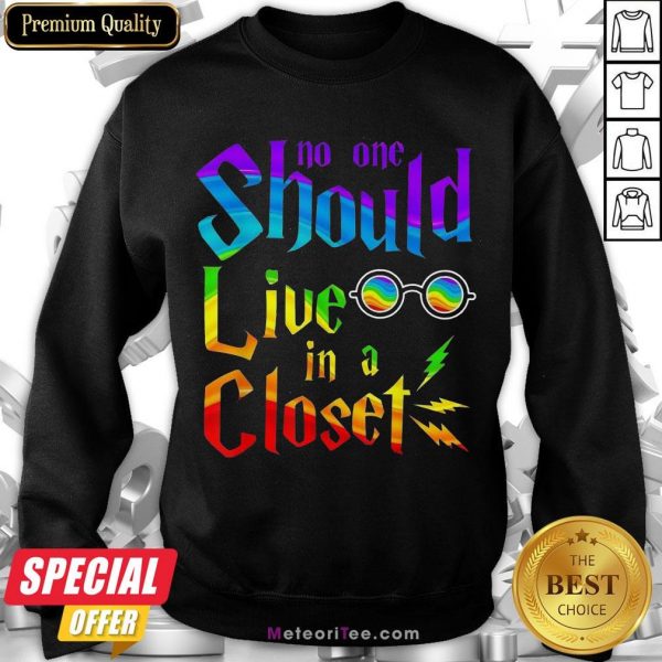 Nice Lgbt No One Should Live In A Closet Sweatshirt- Design by Meteoritee.com
