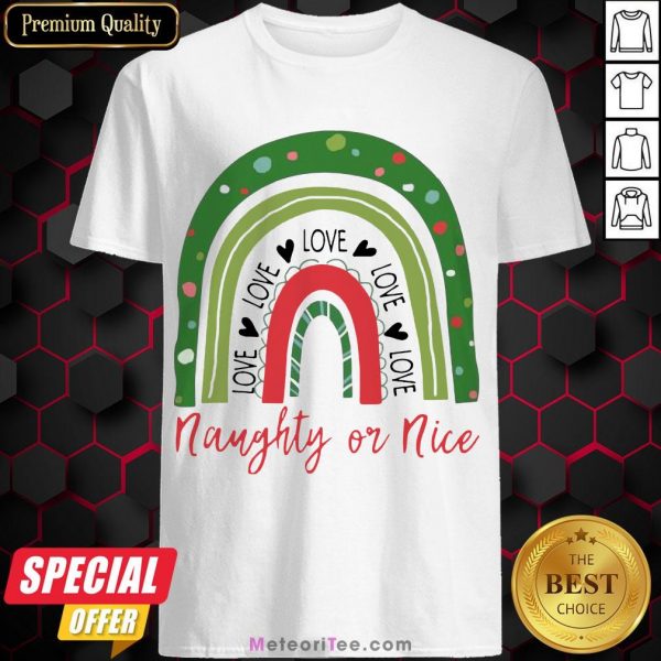 Nice Teacher Love Love Love Naughty Or Nice Christmas Classic Shirt- Design by Meteoritee.com