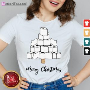 Nice Toilet Paper Merry Christmas Tree V-neck- Design by Meteoritee.com