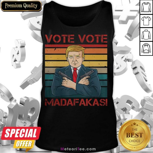 Nice Vote Vote Madafakas President Trump USA Vintage Pew Pew Cat Tank Top- Design by Meteoritee.com