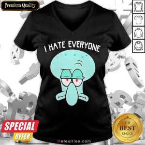 Official Squidward Tentacles I Hate Everyone V-neck- Design by Meteoritee.com