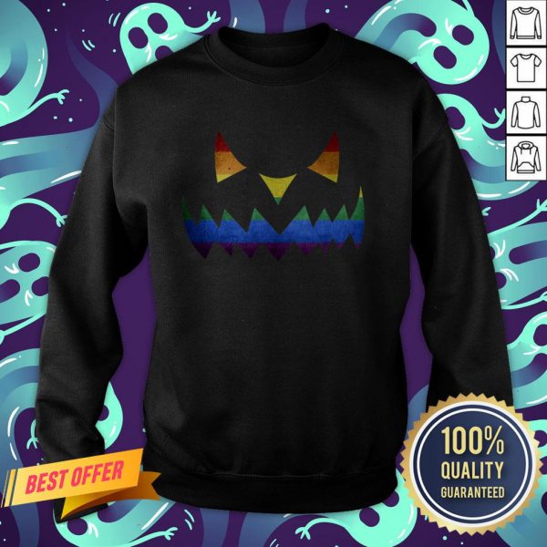 Scary LGBT Pumpkin Face Halloween Sweatshirt
