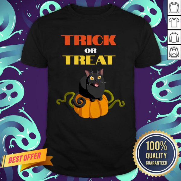 Trick Or Treat Funny Pumpkin Cat Halloween Shirt