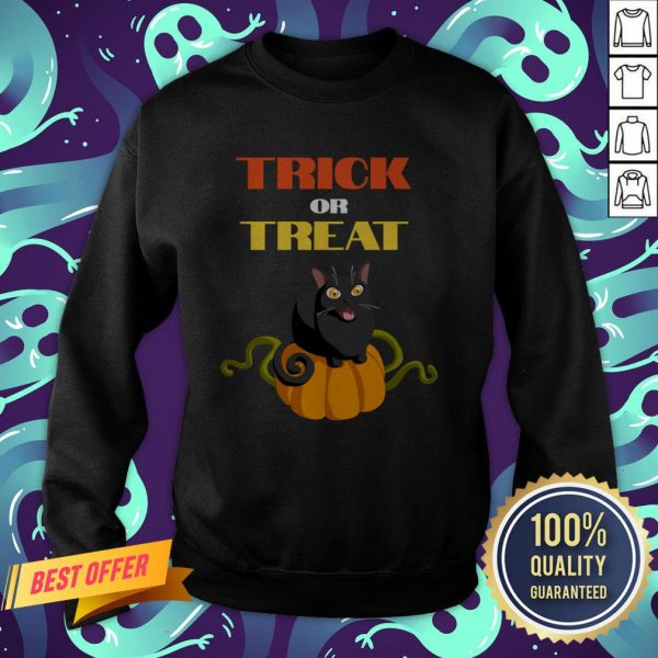 Trick Or Treat Funny Pumpkin Cat Halloween Sweatshirt