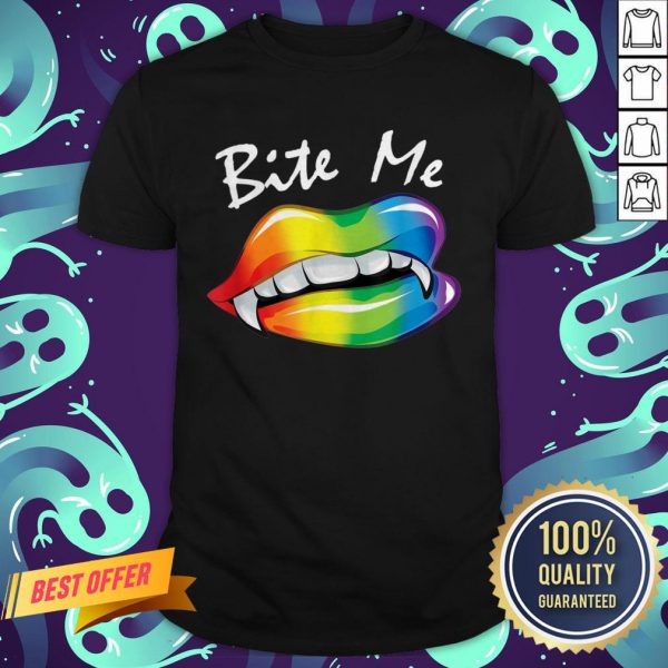 Vampire'S Mouth Bite Me LGBT Happy Halloween Shirt