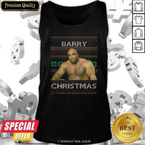 Barry Sitting On A Bed Meme Ugly Christmas Tank Top- Design By Meteoritee.com