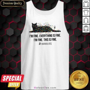 Black Cat Light I’m Fine Everything Fine I’m Fine This Is Fine 2020 Life Christmas Tank Top - Design By Meteoritee.com