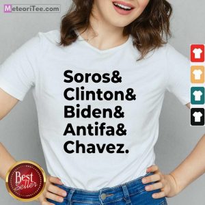 Soros Clinton Biden Antifa Chavez V-neck - Design By Meteoritee.com