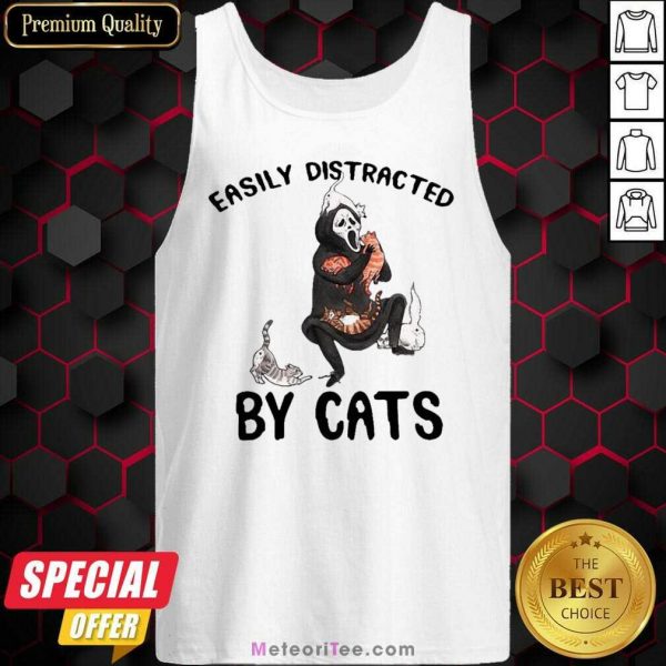 Easily Distracted By Cats Tank Top - Design By Meteoritee.com