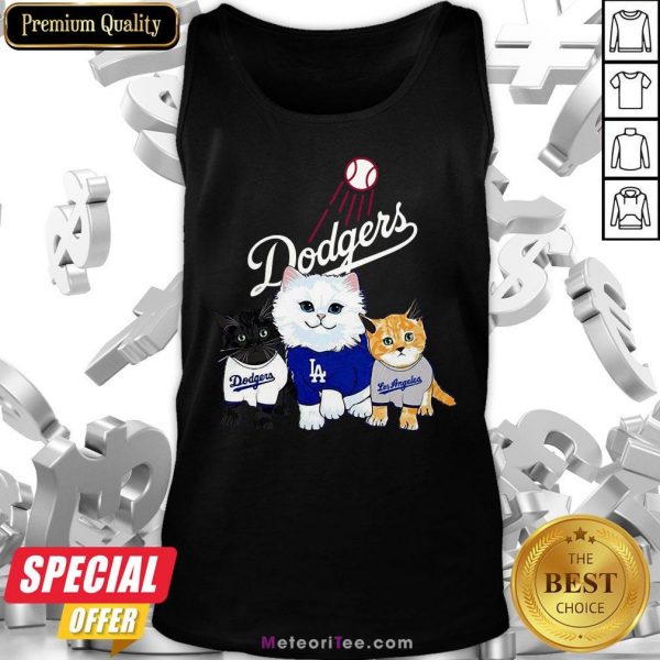 Nice Three Cat Black White And Yellow Los Angeles Dodgers Tank Top
