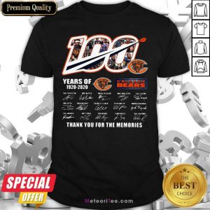 100 Years Of 1920-2020 Chicago Bears Thank For The Memories Signatures Shirt - Design By Meteoritee.com