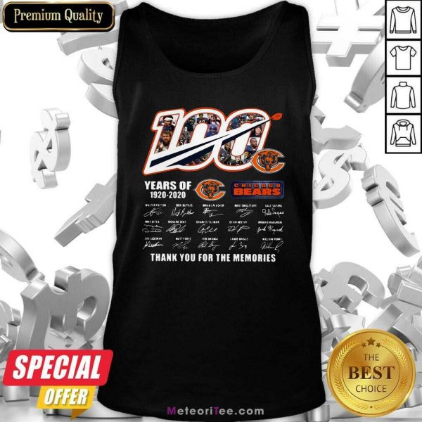 100 Years Of 1920-2020 Chicago Bears Thank For The Memories Signatures Tank Top - Design By Meteoritee.com