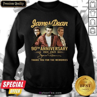 James Dean 90th Anniversary 1931 2021 Thank You For The Memories Signature Sweatshirt - Design By Meteoritee.com