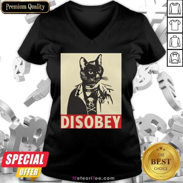 Radical Cat Disobey V-neck - Design By Meteoritee.com