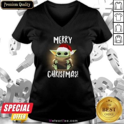  Santa Baby Yoda Merry Christmas V-neck - Design By Meteoritee.com