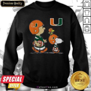 The Peanuts Charlie Brown And Snoopy Woodstock Miami Hurricanes Football Sweatshirt- Design By Meteoritee.com