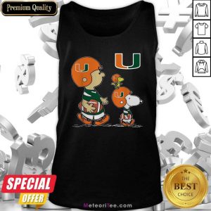 The Peanuts Charlie Brown And Snoopy Woodstock Miami Hurricanes Football Tank Top - Design By Meteoritee.com