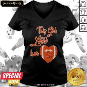 This Girl Love Hear Heart Syracuse Orange Football V-neck- Design By Meteoritee.com