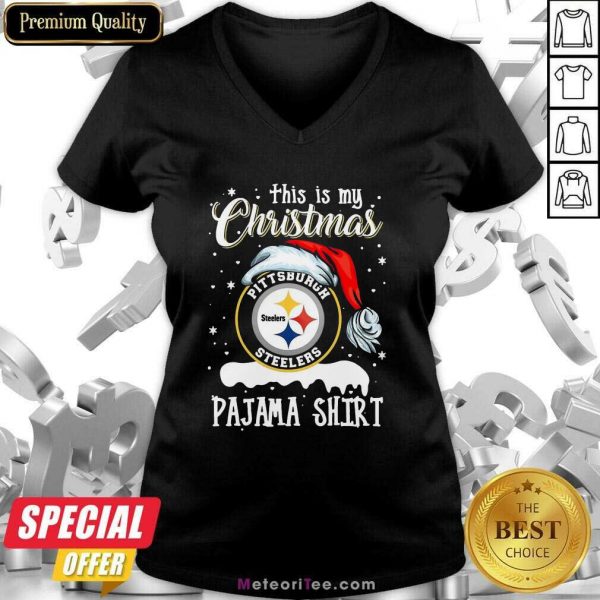 This Is My Christmas Pittsburgh Steelers Pajama V-neck - Design By Meteoritee.com