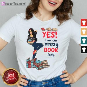 Yes I Am The Crazy Book Lady V-neck - Design By Meteoritee.com
