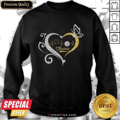  Steelers Butterflies Heart Beat Sweatshirt - Design By Meteoritee.com