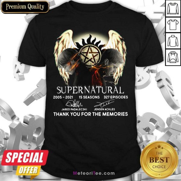 Supernatural 15 Seasons 327 Episodes Thank You For The Memories Signatures Shirt - Design By Meteoritee.com