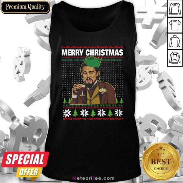 Leo Laughing Dank Meme Ugly Merry Christmas Tank Top - Design By Meteoritee.com