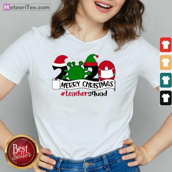 Merry Christmas 2020 Santa Elf Coronavirus V-neck - Design By Meteoritee.com