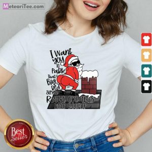 Santa Claus I Want You To Park That Big Red And Light Right On This Rooftop Christmas V-neck - Design By Meteoritee.com
