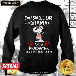 Snoopy You Smell Like Drama And A Headache Please Get Away From Me Sweatshirt- Design By Meteoritee.com