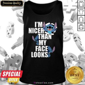 Stitch I’m Nicer Than My Face Looks Tank Top- Design By Meteoritee.com