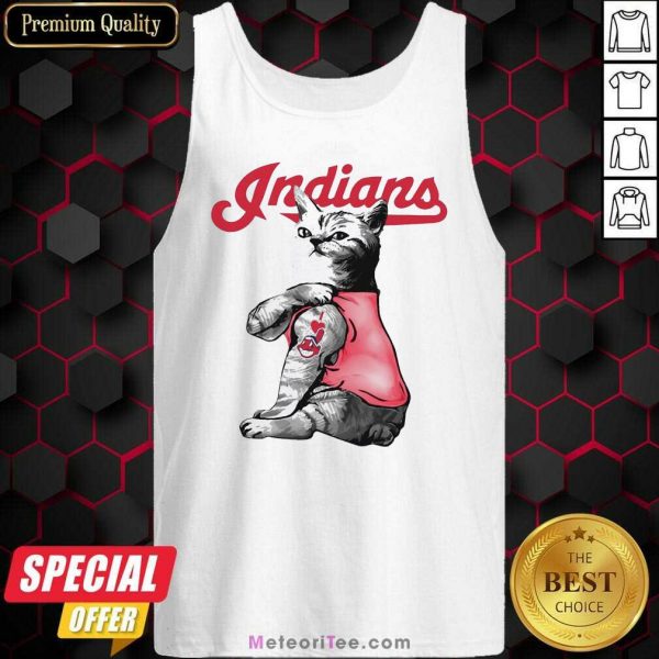 Tattoo Cat I Love Cleveland Indians Tank Top - Design By Meteoritee.com