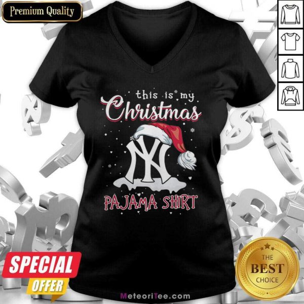 This Is My Christmas Pajama New York Yankees V-neck - Design By Meteoritee.com
