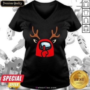 Among Us Reindeer Imports Christmas V-neck - Design By Meteoritee.com