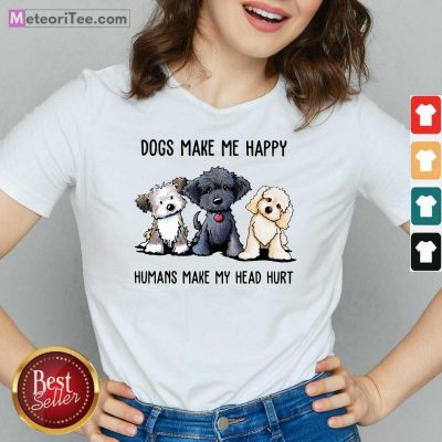  Doodle Dogs Make Me Happy Humans Make My Head Hurt V-neck - Design By Meteoritee.com