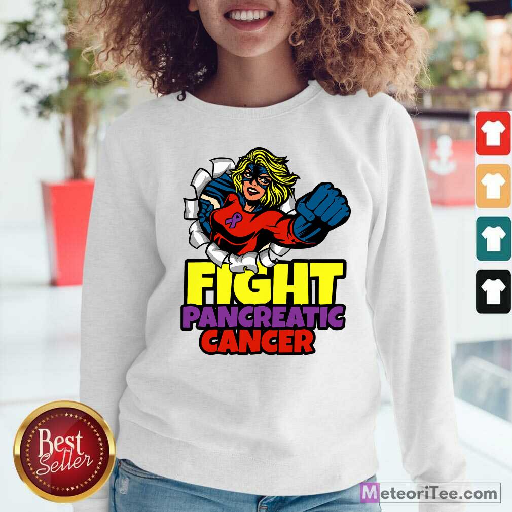  Fight Pancreatic Cancer Purple Ribbon Women Girls Sweatshirt- Design By Meteoritee.com