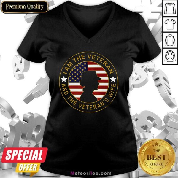 I Am The Veteran And The Veteran’s Wife American Flag V-neck- Design By Meteoritee.com