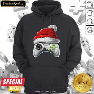 Video Game Controller Santa Hat Christmas Hoodie- Design By Meteoritee.com