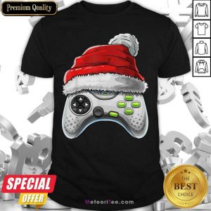 Video Game Controller Santa Hat Christmas Shirt- Design By Meteoritee.com