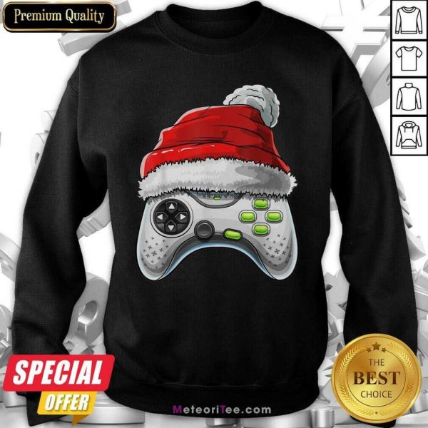 Video Game Controller Santa Hat Christmas Sweatshirt - Design By Meteoritee.com