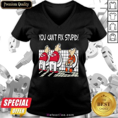You Can’t Fix Stupid Funny Kansas City Chiefs NFL V-neck - Design By Meteoritee.com