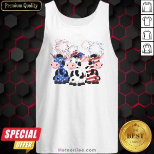 Cows Blue White Red American Flag Tank Top - Design By Meteoritee.com