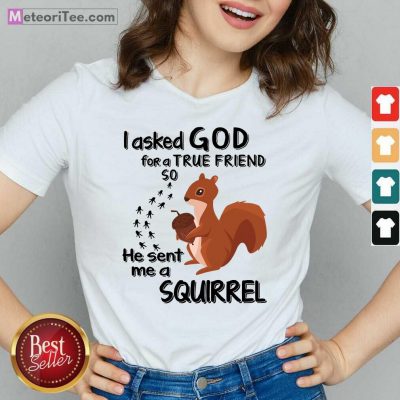  I Asked God For A True Friend So He Sent Me A Squirrel V-neck - Design By Meteoritee.com